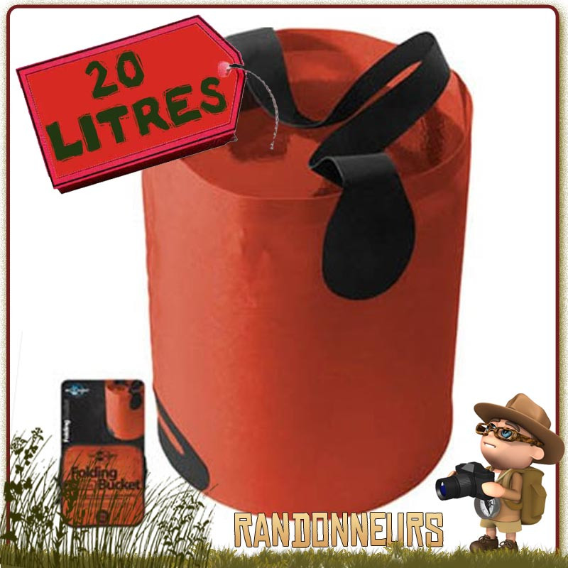 Sac a eau, seau souple 10 Litres, pliant et ultra léger, Sea To Summit en nylon ultra résistant, auto portant Sac a eau, seau souple 10 Litres, pliant et ultra léger, Sea To Summit en nylon ultra résistant, auto portant
