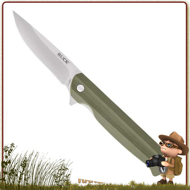 Couteau pliant LANGFORD Buck lame lame drop point acier 7Cr avec « flipper » manche G10 Couteau pliant LANGFORD Buck lame lame drop point acier 7Cr avec « flipper » manche G10