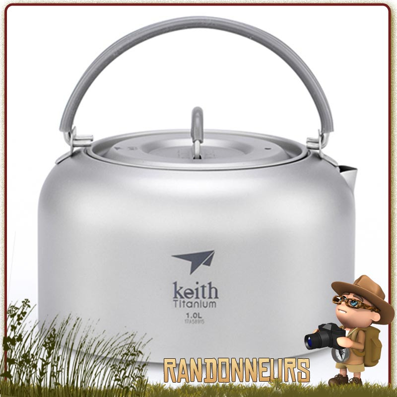 Bouilloire Keith en titane, ultra légère, robuste, bouilloire camping adaptée à la randonnée légère et au bushcraft nature Bouilloire Keith en titane, ultra légère, robuste, bouilloire camping adaptée à la randonnée légère et au bushcraft nature