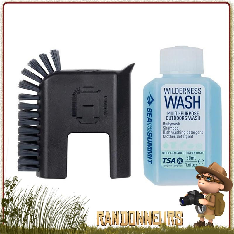 Kit de Nettoyage Brosse et Savon ea to Summit pour la vaisselle de bivouac leger Kit de Nettoyage Brosse et Savon ea to Summit pour la vaisselle de bivouac leger