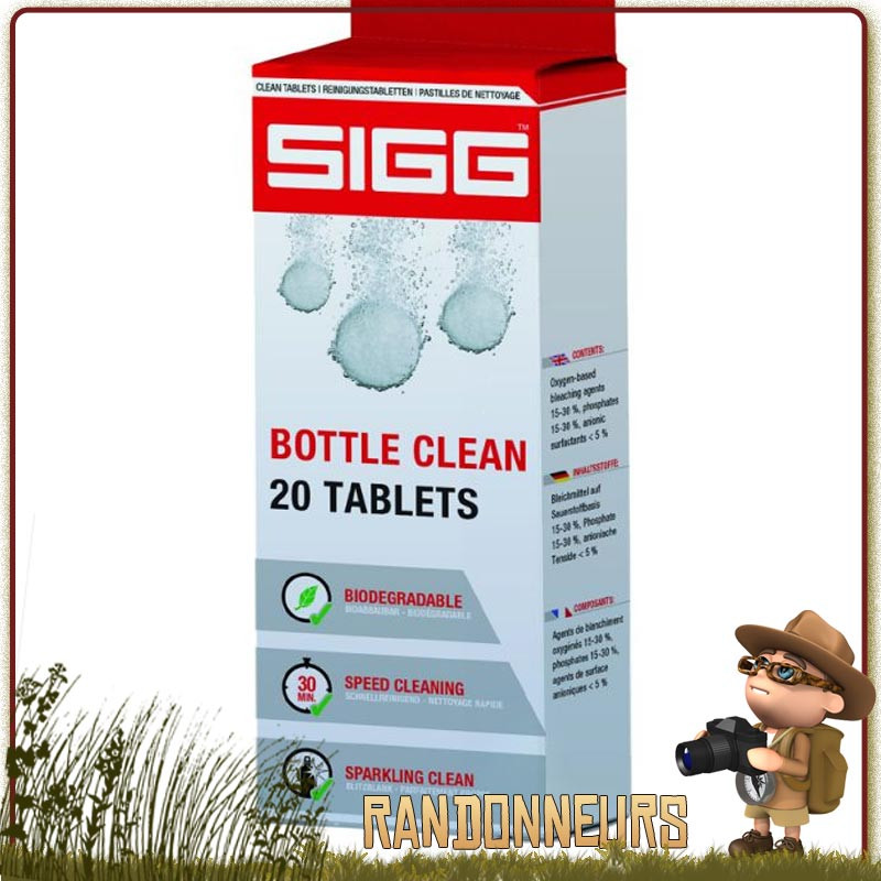 Tablettes de Nettoyage SIGG pour gourde, cachets effervescents de détartrage et désinfection de bouteille Tablettes de Nettoyage SIGG pour gourde, cachets effervescents de détartrage et désinfection de bouteille
