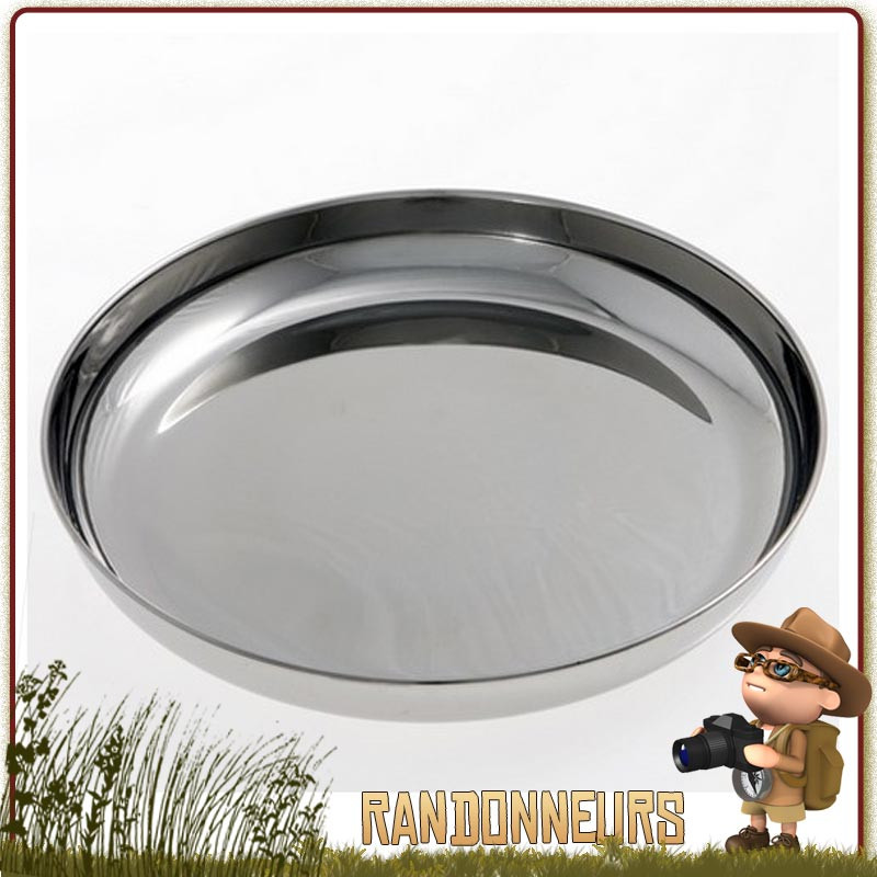 Assiette Camping Inox diamètre 18.5 cm cao L'inox assurant résistance et longévité de cette assiette inox bushcraft Assiette Camping Inox diamètre 18.5 cm cao L'inox assurant résistance et longévité de cette assiette inox bushcraft