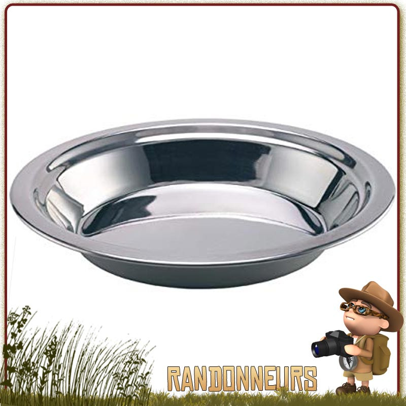 Assiette Creuse Camping Inox diamètre 22 cm. Compacte et robuste idéale pour un campement bivouac bushcraft Assiette Creuse Camping Inox diamètre 22 cm. Compacte et robuste idéale pour un campement bivouac bushcraft