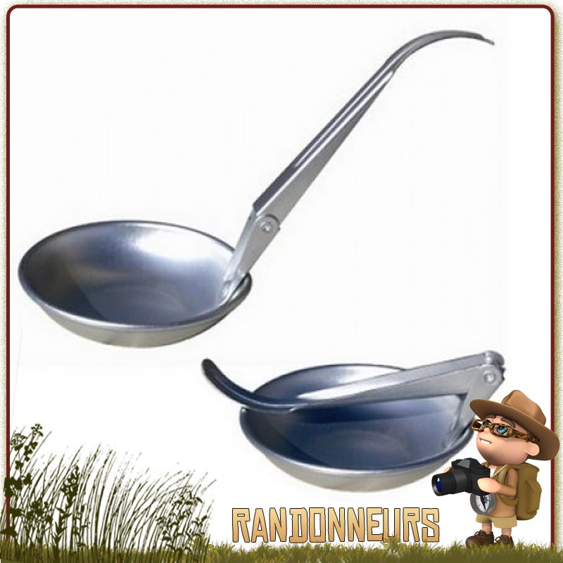 Louche de camping pliante en aluminium pratique vous permettra, en plein campement, de préparer de bons repas Louche de camping pliante en aluminium pratique vous permettra, en plein campement, de préparer de bons repas