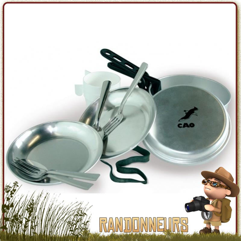Popote Aluminium ÉVASION deux personnes CAO. Popote camping 12 pièces (faitout, poêle, assiettes, quarts, cuillères, fourchettes Popote Aluminium ÉVASION deux personnes CAO. Popote camping 12 pièces (faitout, poêle, assiettes, quarts, cuillères, fourchettes