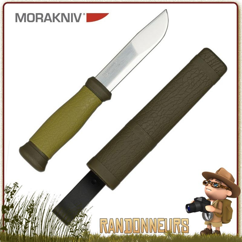 Couteau Morakniv 2000 Vert, couteau de survie bushcraft pour son look forestier et son manche en gomme vert kaki Couteau Morakniv 2000 Vert, couteau de survie bushcraft pour son look forestier et son manche en gomme vert kaki