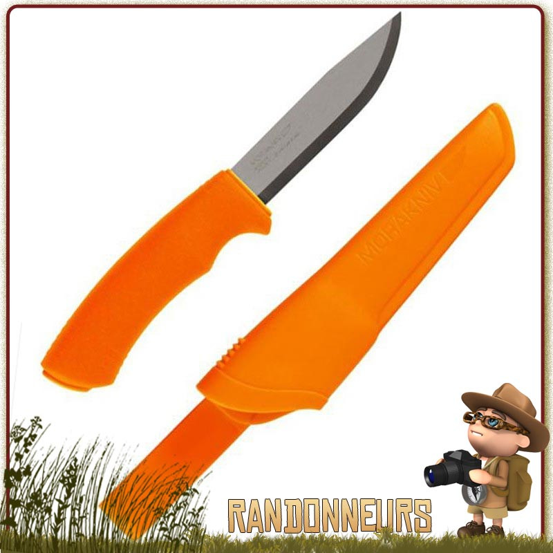 Poignard Bushcraft Mora knives Orange de qualité inox suédois Poignard Bushcraft Mora knives Orange de qualité inox suédois