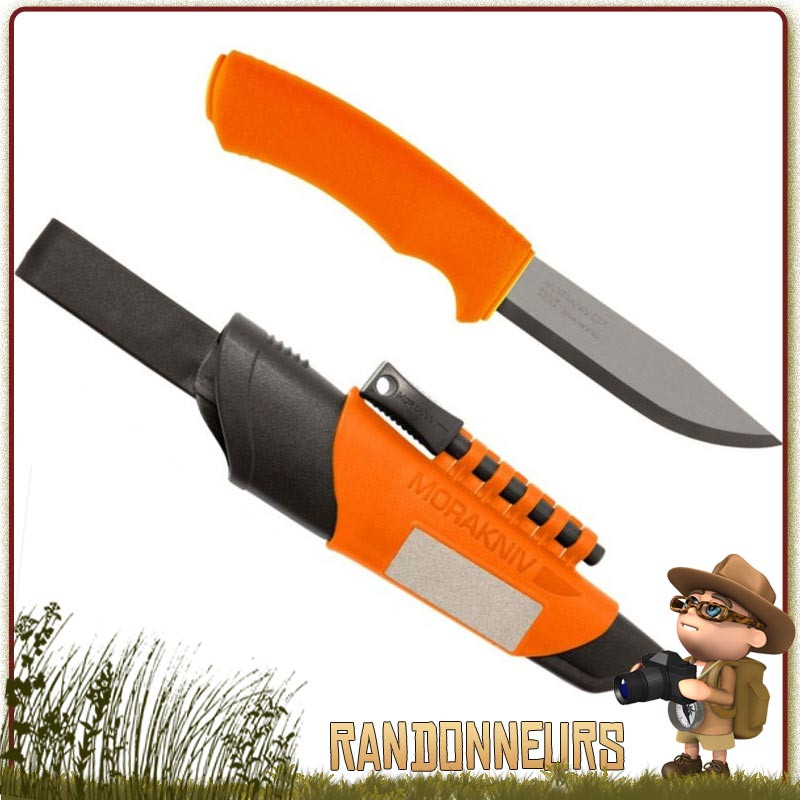 Couteau Survival Bushcraft Morakniv, la qualité d'un couteau Mora avec une lame tranchante inox et pierre à feu firesteel Couteau Survival Bushcraft Morakniv, la qualité d'un couteau Mora avec une lame tranchante inox et pierre à feu firesteel