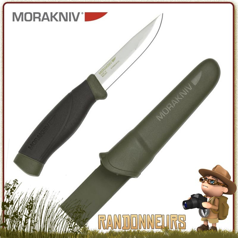 Couteau bushcraft Mora Heavy Duty MG Vert Lame en acier Carbone 10.5 cm, manche gomme noir extra large Couteau bushcraft Mora Heavy Duty MG Vert Lame en acier Carbone 10.5 cm, manche gomme noir extra large