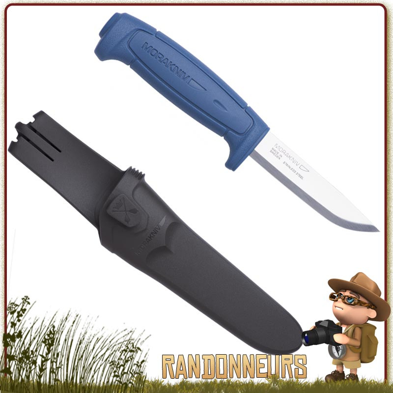 Couteau Bushcraft Nature et Pêche MORA BASIC 546 Bleu lame acier inox 8.6 cm manche gomme anti dérapant Couteau Bushcraft Nature et Pêche MORA BASIC 546 Bleu lame acier inox 8.6 cm manche gomme anti dérapant