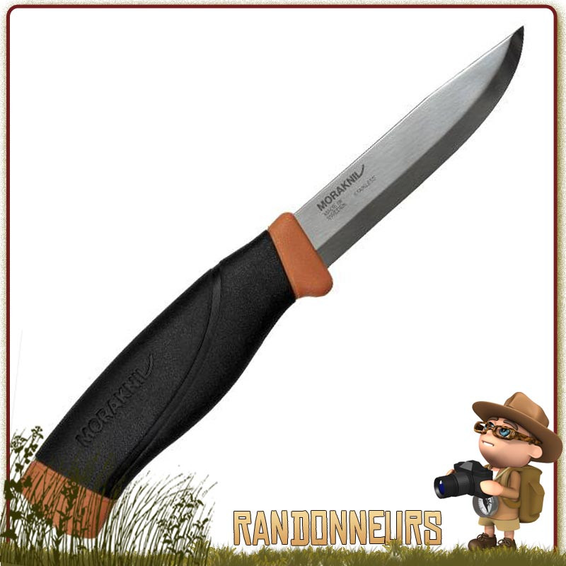 Couteau bushcraft Mora HD Burnt Orange Lame en acier inoxydable 10.5 cm, manche gomme noir extra large Couteau bushcraft Mora HD Burnt Orange Lame en acier inoxydable 10.5 cm, manche gomme noir extra large