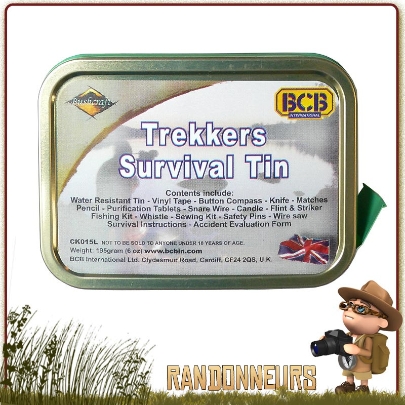 Kit survie RANDONNEURS BCB, compacte , composée du matériel de survie nécessaire pour randonner Kit survie RANDONNEURS BCB, compacte , composée du matériel de survie nécessaire pour randonner