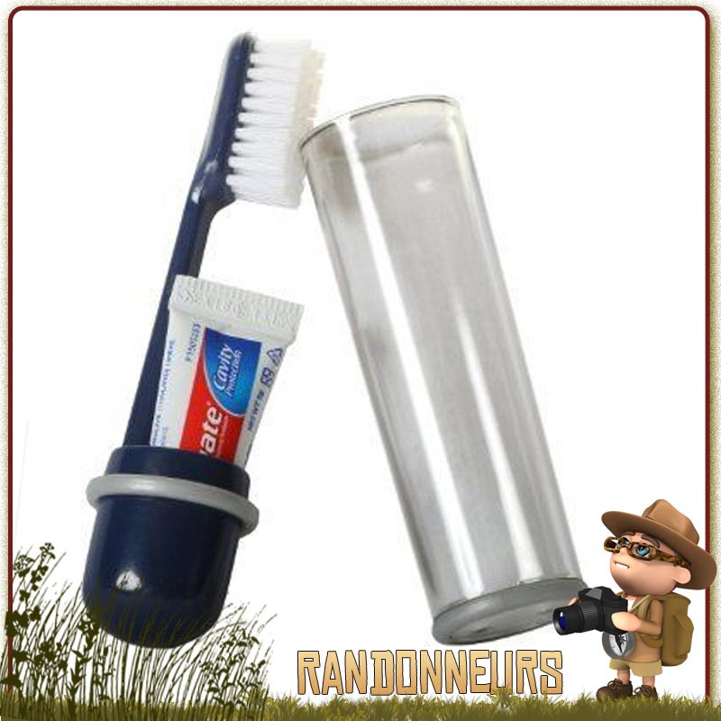 Brosse à dents de voyage cao avec étui de rangement qui est en finalité son propre manche. Brosse à dents démontable Brosse à dents de voyage cao avec étui de rangement qui est en finalité son propre manche. Brosse à dents démontable
