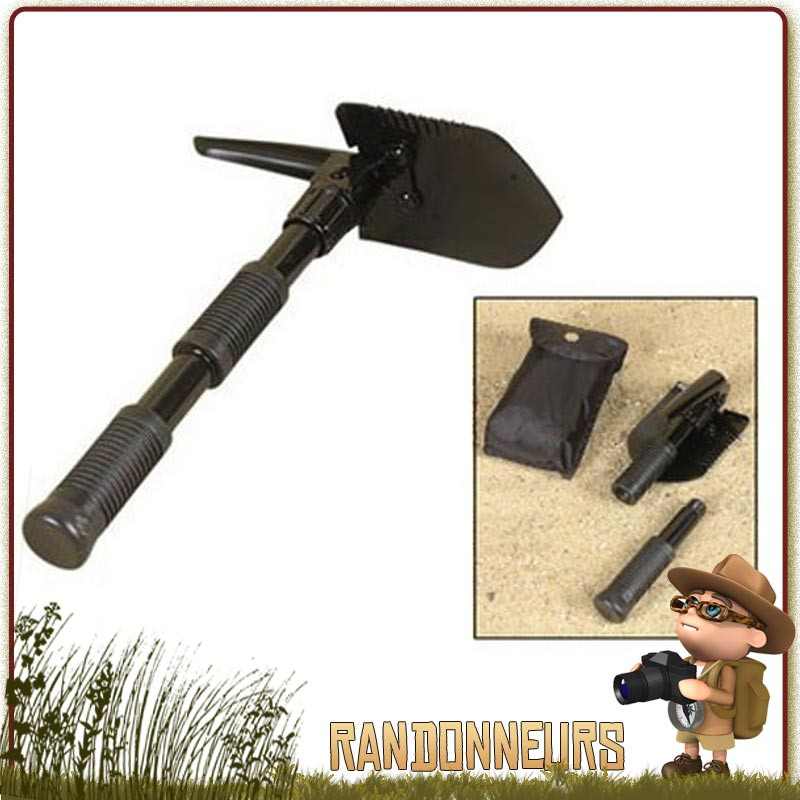 Mini pelle pioche pliante avec pic, idéale pour randonnée, bushcraft et la survie Mini pelle pioche pliante avec pic, idéale pour randonnée, bushcraft et la survie